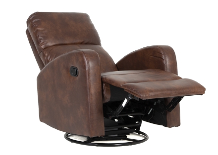 Кресло реглайнер коричневая эко кожа (крутится и качается)