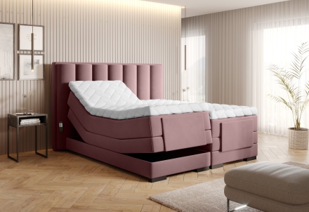 Continental Bed With Electric Adjustment pink Velvetmat 24