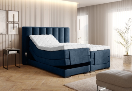 Континентальная моторная кровать тёмно-синий Nube 40