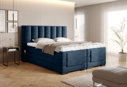 Continental Bed With Electric Adjustment deep blue Nube 40