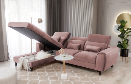 Угловой диван-кровать розовый Nube 24