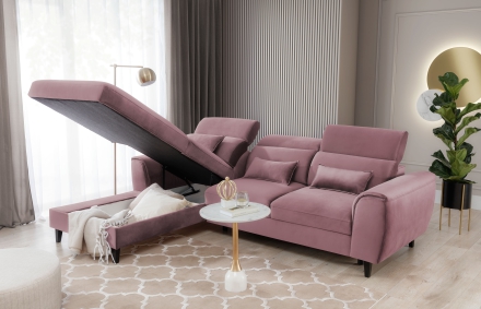 Угловой диван-кровать розовый Velvetmat 24