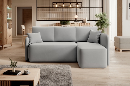 Corner Sofa Bed with storage Sola 04 light grey