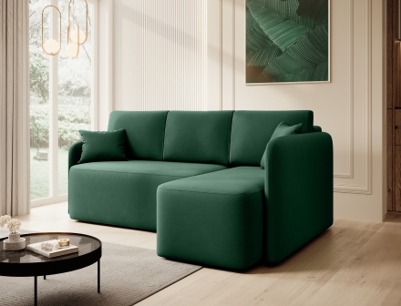 Corner Sofa Bed with storage Lukso 35 green