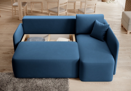 Corner Sofa Bed with storage Lukso 40 blue