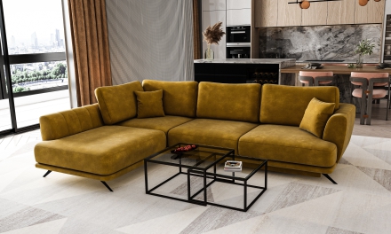 Угловой диван-кровать Nube 45 жёлтый
