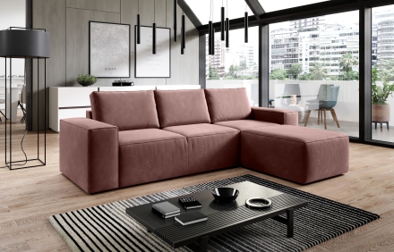 Corner Sofa Bed with storage Lukso 24 pink