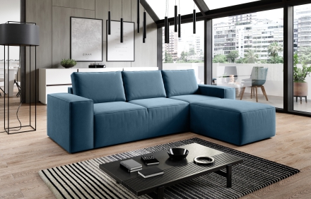 Corner Sofa Bed with storage Savoi 38 light blue