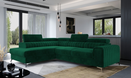 Corner Sofa Bed with container green Kronos 19