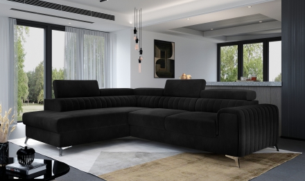 Corner Sofa Bed Black Velvetmat 10