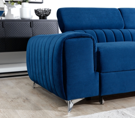 Угловой диван-кровать синий Kronos 09