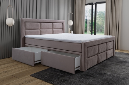 Continental bed Malibu + LED, with drawers