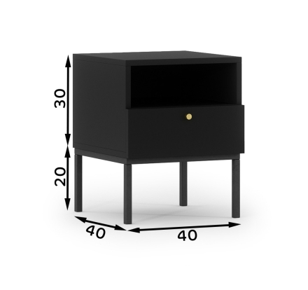 Bedside table LAN-STNO40 Black