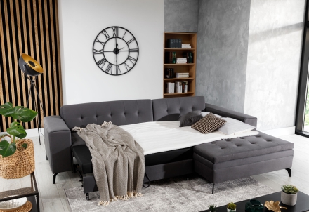 Corner bed Savoi 01 light grey