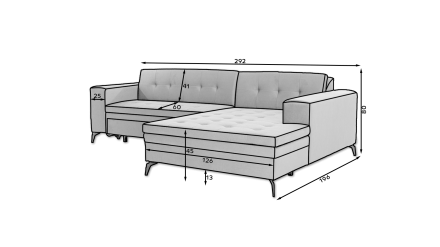 Угловой диван-кровать Solar 96 тёмно-серый