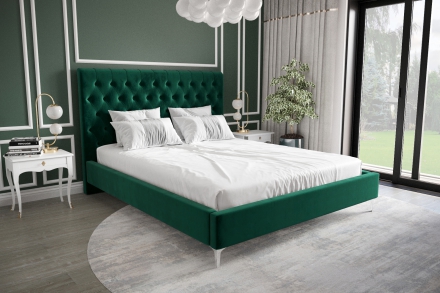 Кровать Valentino зеленая бархатная