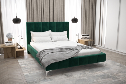 Кровать Luna зеленая бархатная