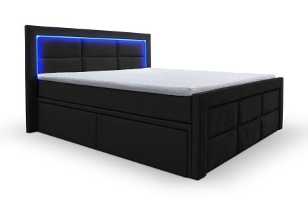 Континентальная кровать Malibu + LED, с ящиками