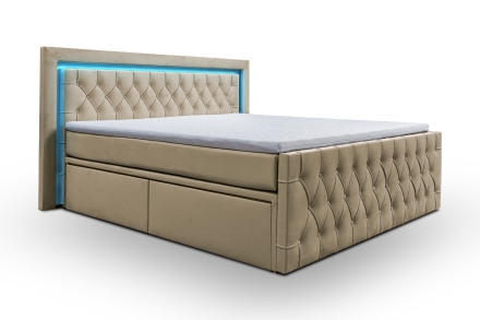 Континентальная кровать Royal + LED, с ящиками