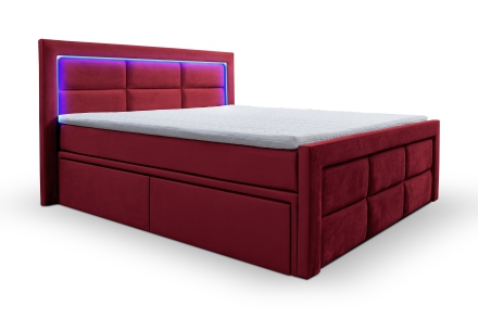 Континентальная кровать Malibu + LED, с ящиками