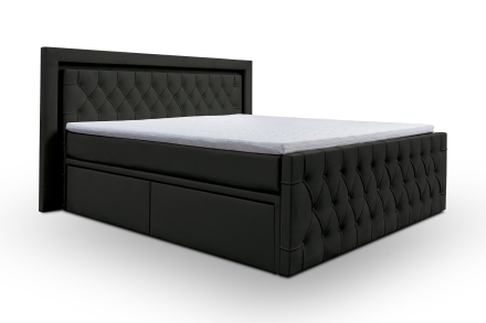 Continental bed Royal + LED, with drawers