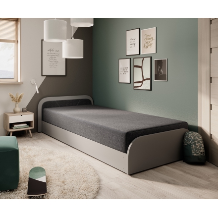 Single Bed With Container 90x195 grey left