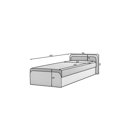 Single Bed With Container 90x195 white left