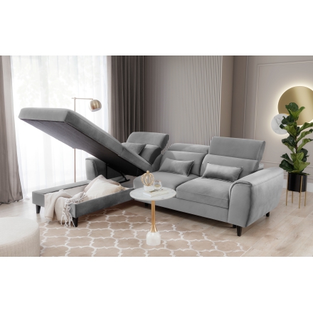 Угловой диван-кровать светло-серый Nube 04