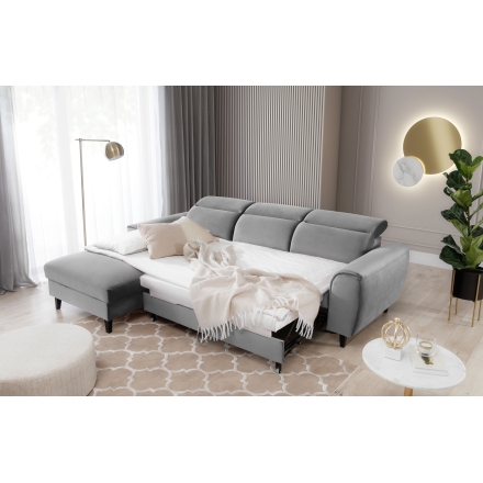 Угловой диван-кровать светло-серый Nube 04