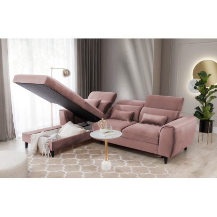 Угловой диван-кровать розовый Nube 24
