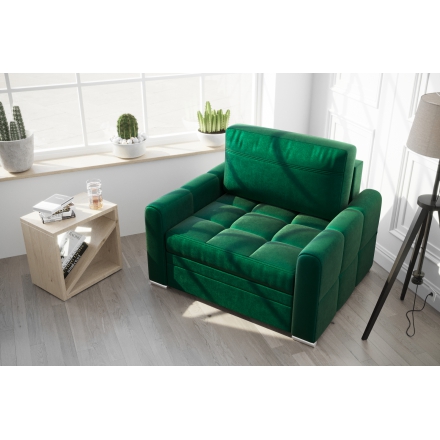 Кресло-кровать  V-105 с ящиком в зеленом бархате