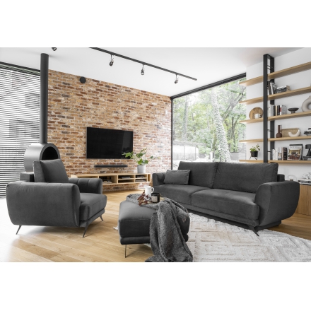 Set Megis Sofa + Armchair + Pouff dark grey